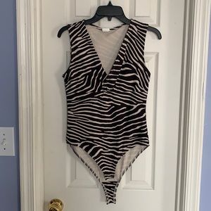 Black and cream striped bodysuit
